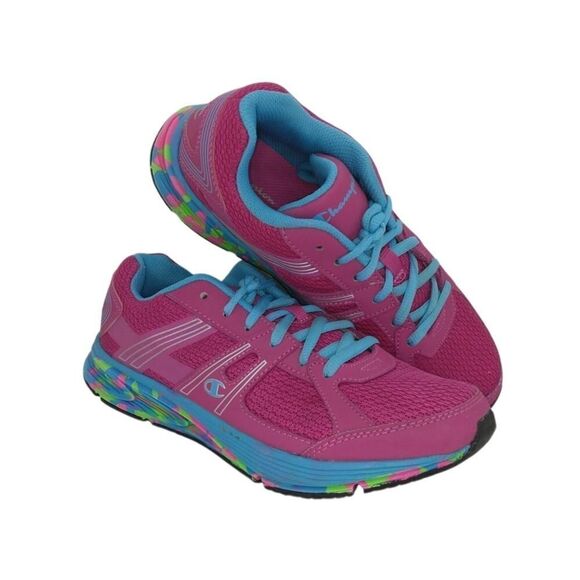 Champion Shoes - Champion Womens Pre-owned Hot Pink and Teal Running Sneakers - sz. 8